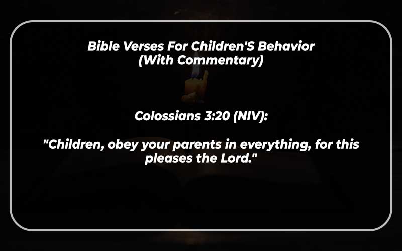 Bible Verses For Children'S Behavior